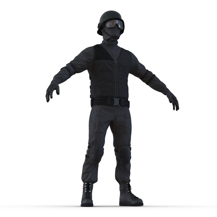 3D SWAT Man Afro American Rigged 2