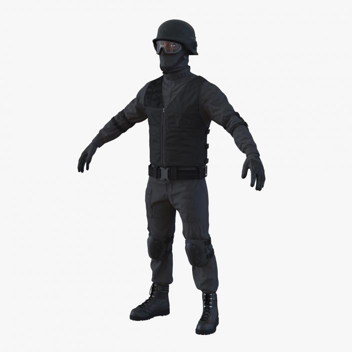 SWAT Man Afro American 2 3D model