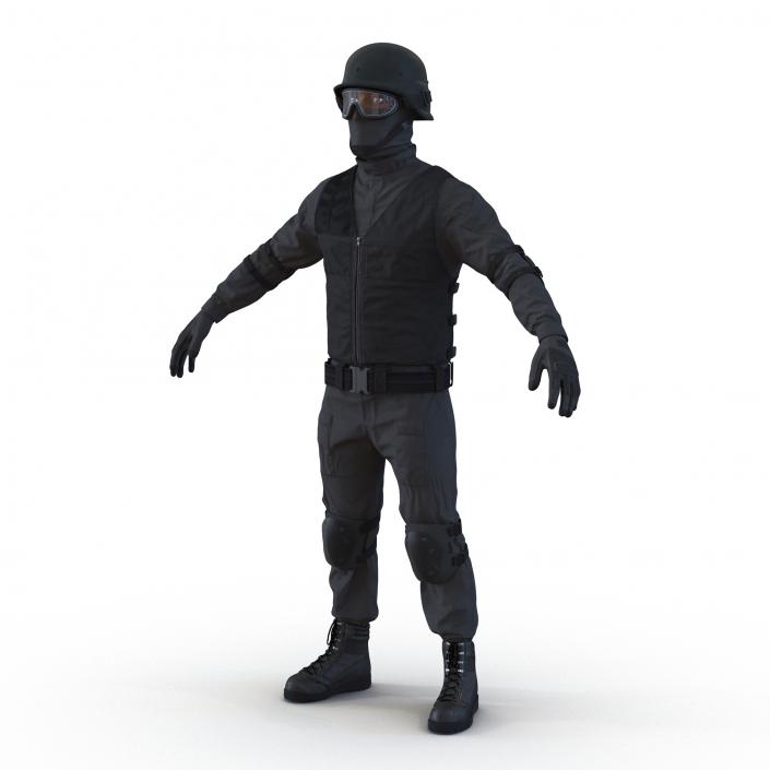 SWAT Man Afro American 2 3D model