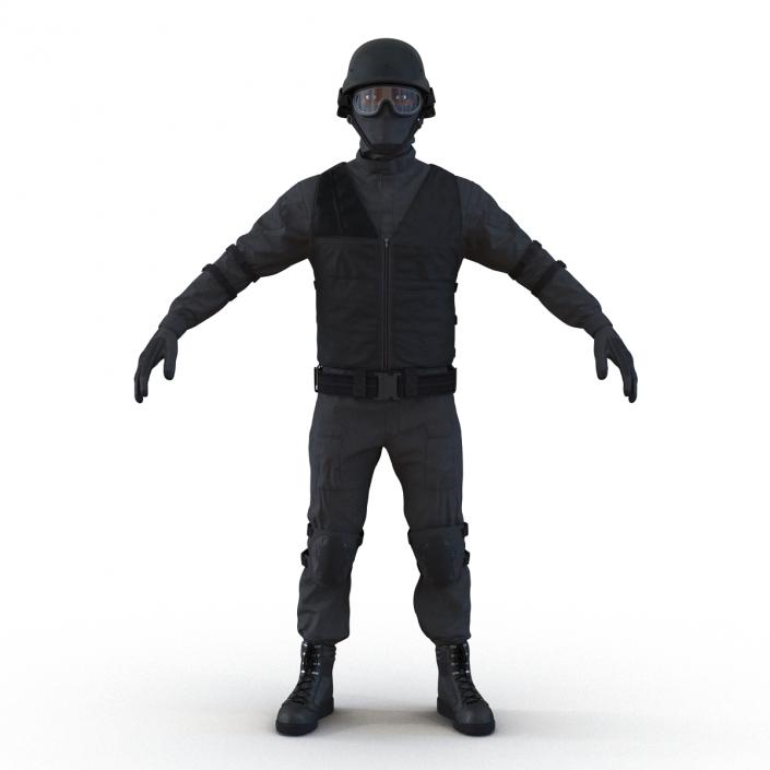 SWAT Man Afro American 2 3D model