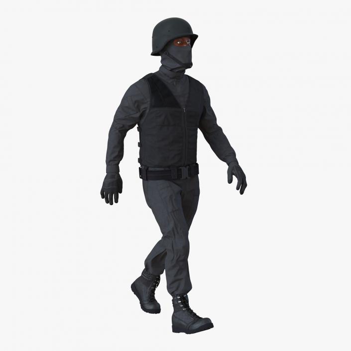 3D SWAT Man Afro American Rigged 3