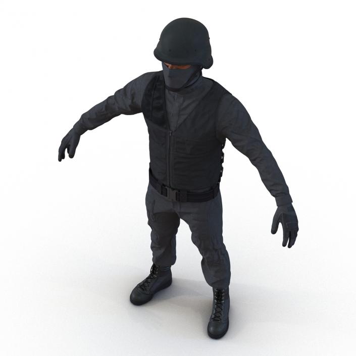 3D SWAT Man Afro American Rigged 3