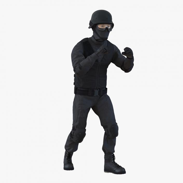 3D SWAT Man Asian Rigged 2 model