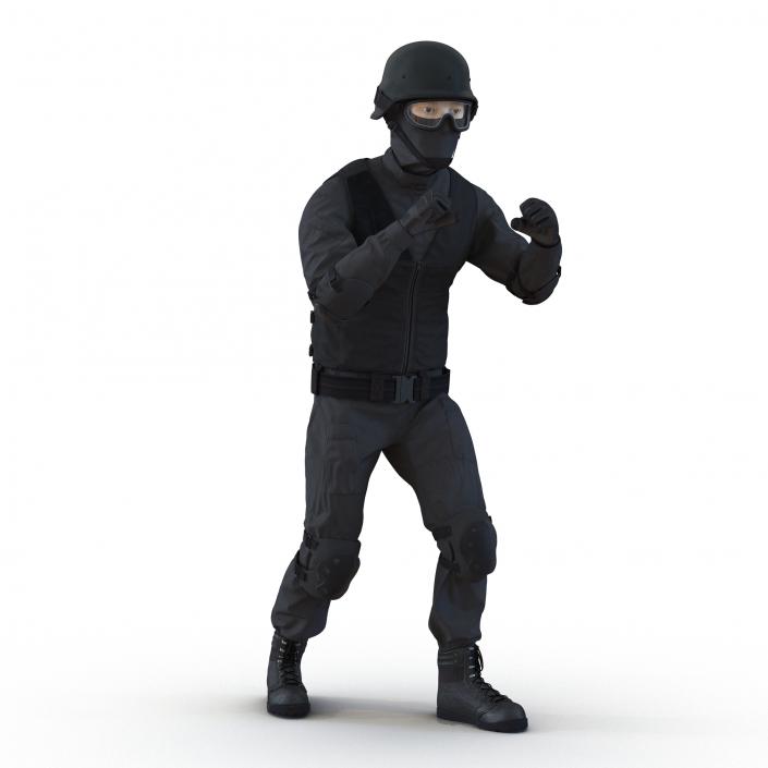 3D SWAT Man Asian Rigged 2 model