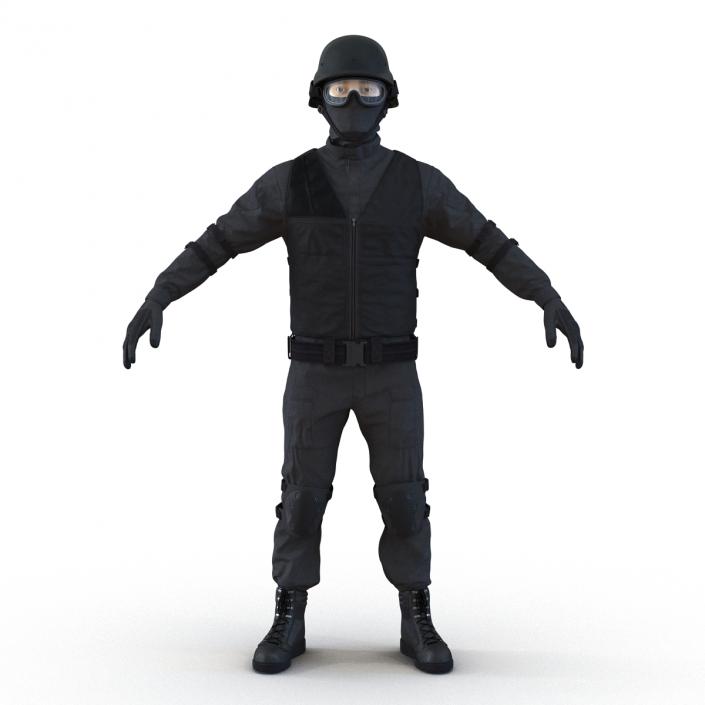 3D SWAT Man Asian Rigged 2 model