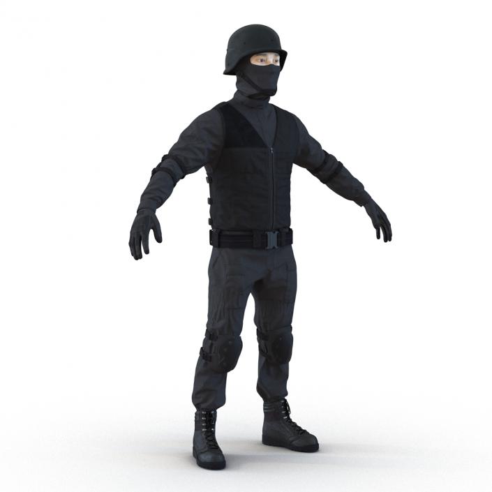 3D SWAT Man Asian Rigged 2 model