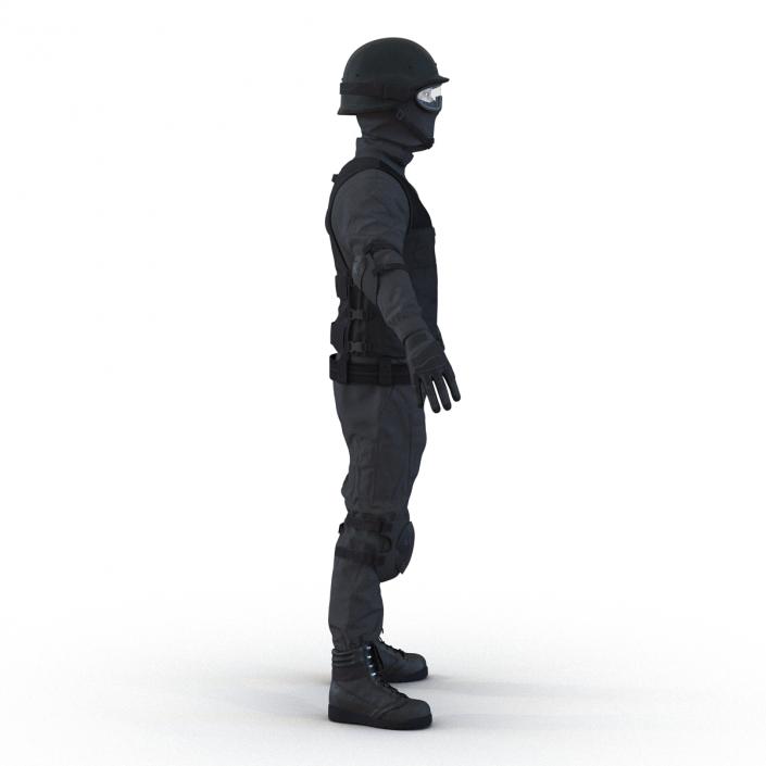 3D SWAT Man Asian Rigged 2 model