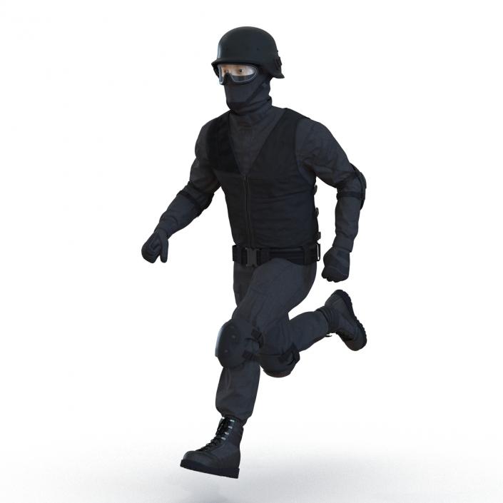 3D SWAT Man Asian Rigged 2 model