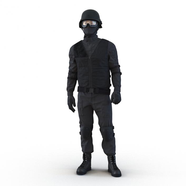 3D SWAT Man Asian Rigged 2 model