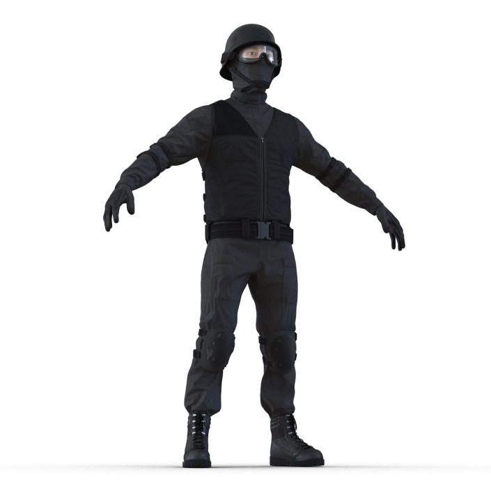 3D SWAT Man Asian Rigged 2 model