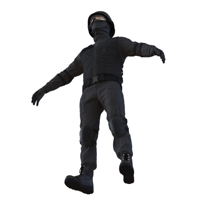 3D SWAT Man Asian Rigged 2 model