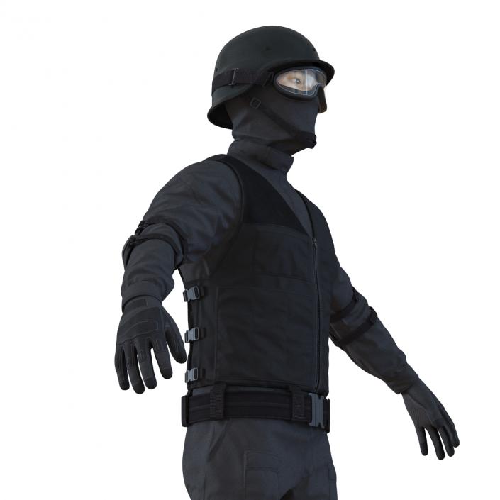 3D SWAT Man Asian Rigged 2 model