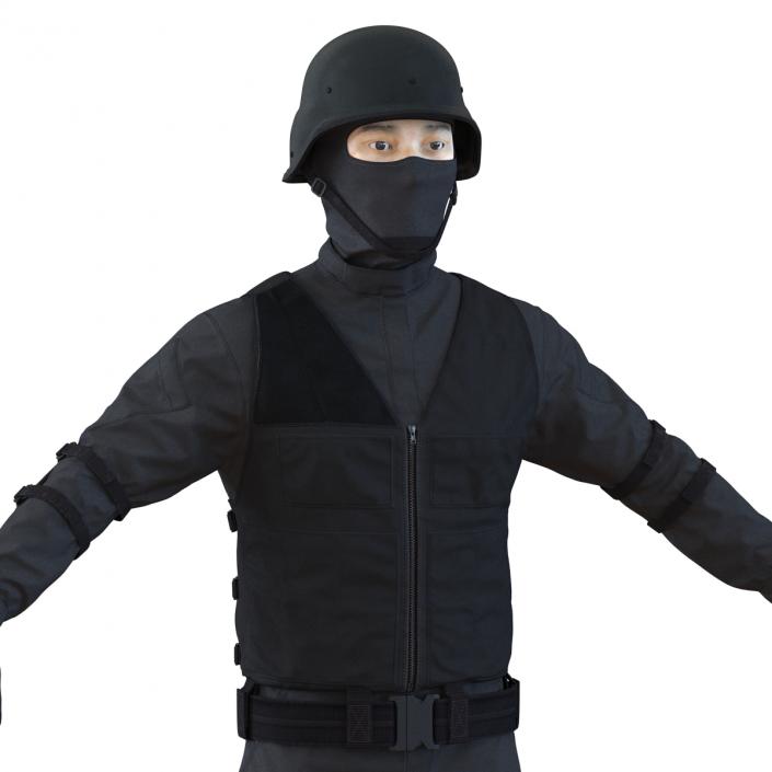 3D SWAT Man Asian Rigged 2 model