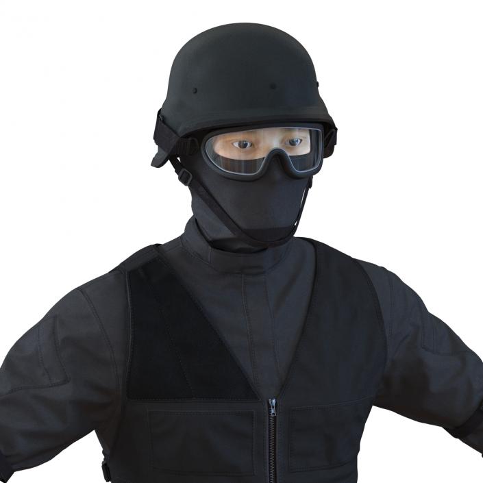 3D SWAT Man Asian Rigged 2 model