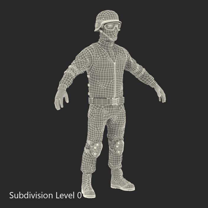 3D SWAT Man Asian Rigged 2 model