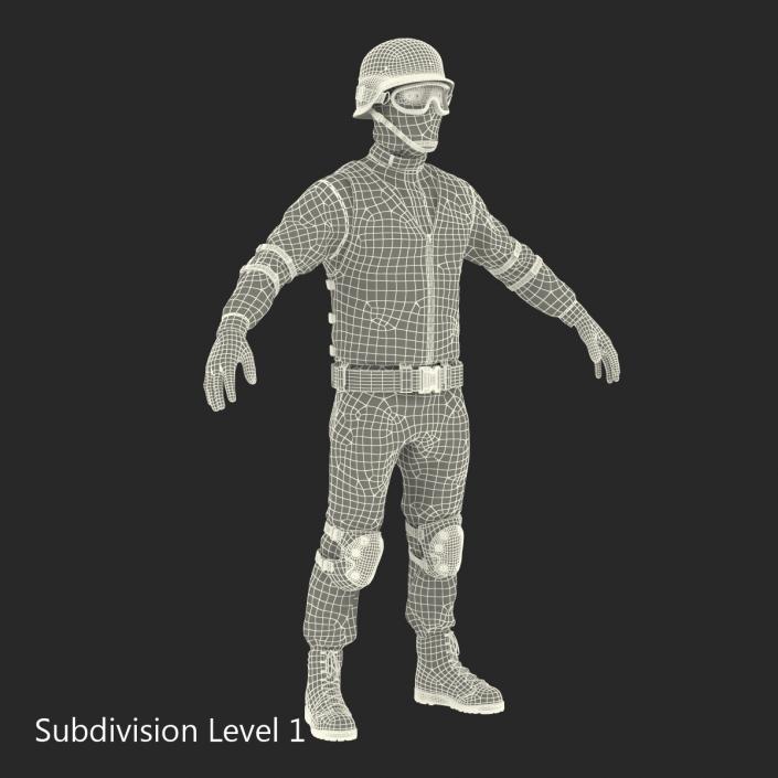 3D SWAT Man Asian Rigged 2 model