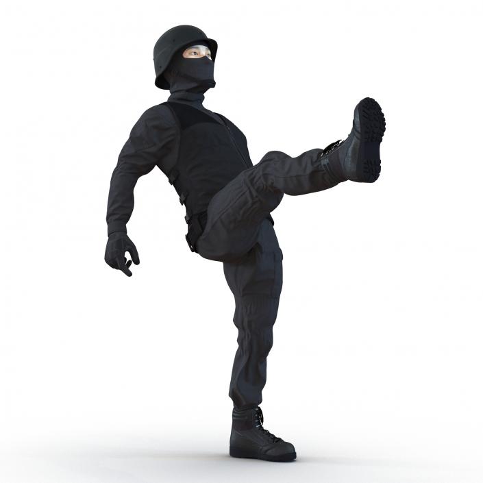 3D SWAT Man Asian Rigged 3 model