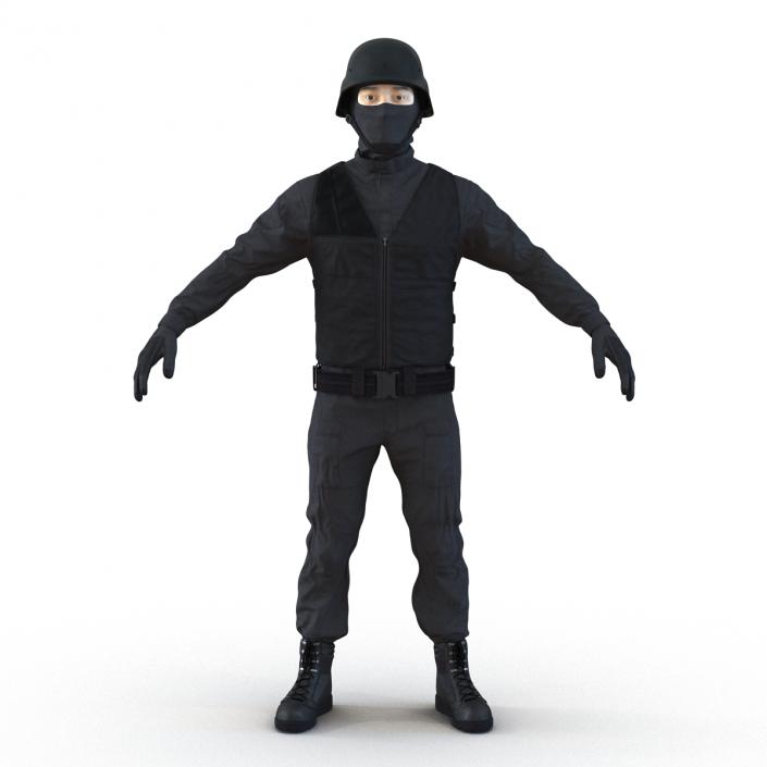 3D SWAT Man Asian Rigged 3 model