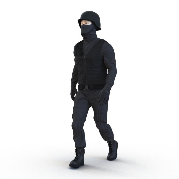 3D SWAT Man Asian Rigged 3 model