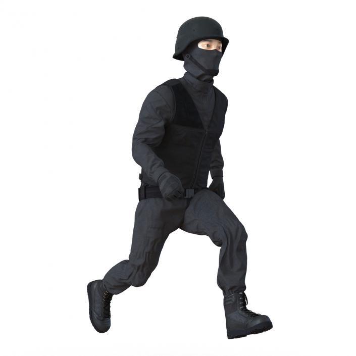 3D SWAT Man Asian Rigged 3 model