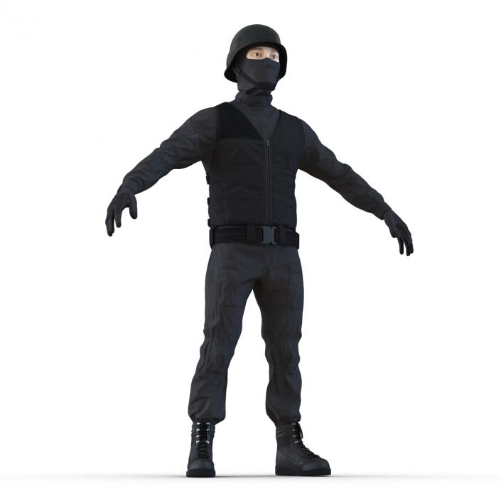 3D SWAT Man Asian Rigged 3 model