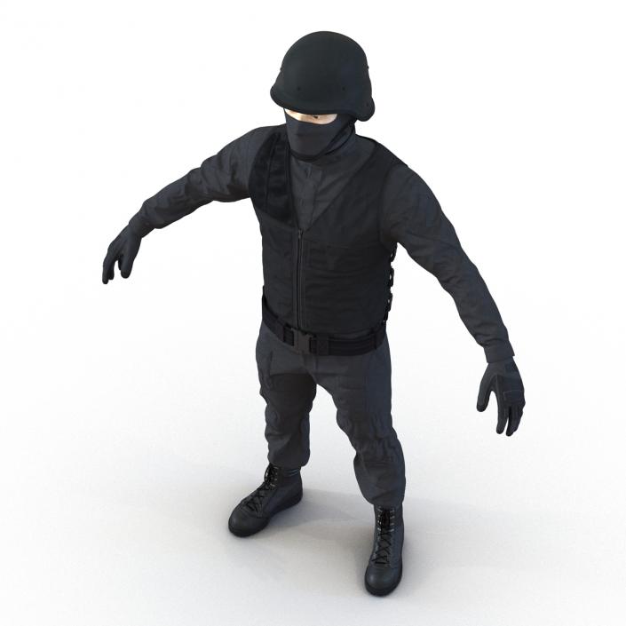 3D SWAT Man Asian Rigged 3 model