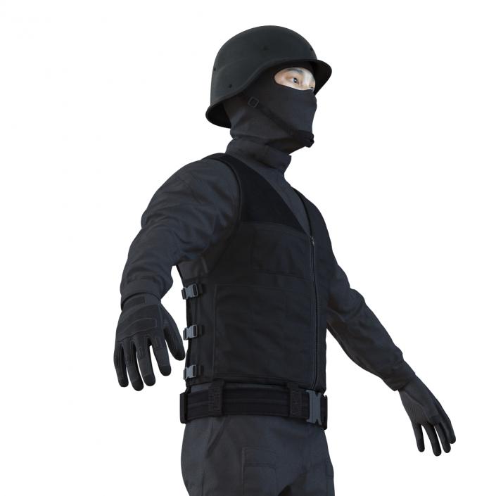 3D SWAT Man Asian Rigged 3 model