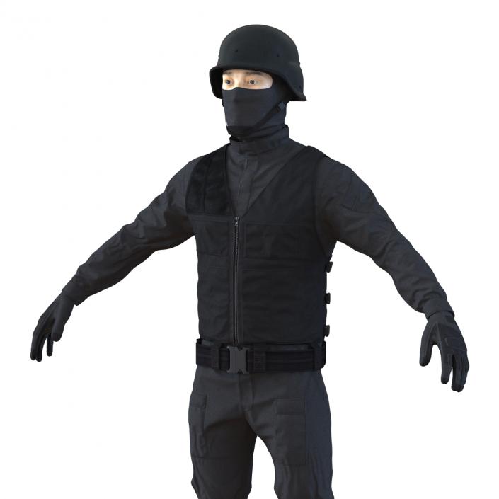 3D SWAT Man Asian Rigged 3 model