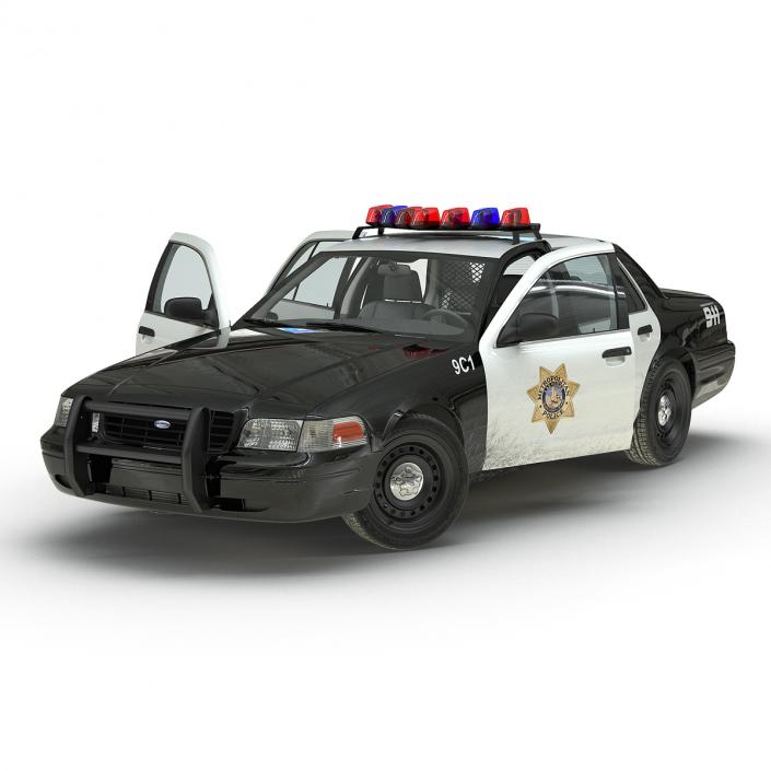 Ford Crown Victoria Police Car Rigged 3D