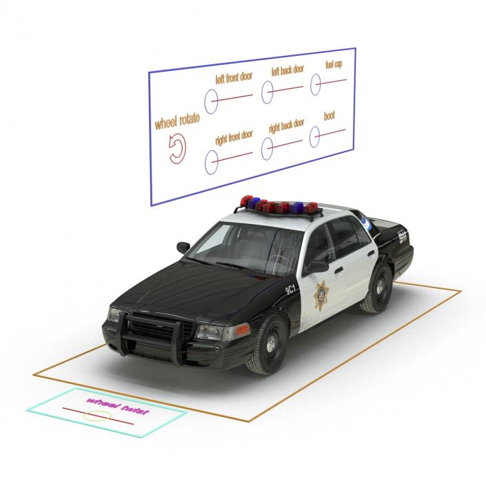 Ford Crown Victoria Police Car Rigged 3D