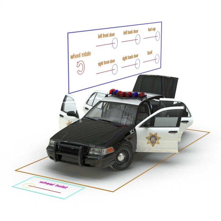 Ford Crown Victoria Police Car Rigged 3D