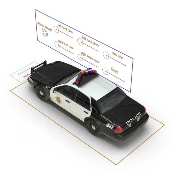 Ford Crown Victoria Police Car Rigged 3D