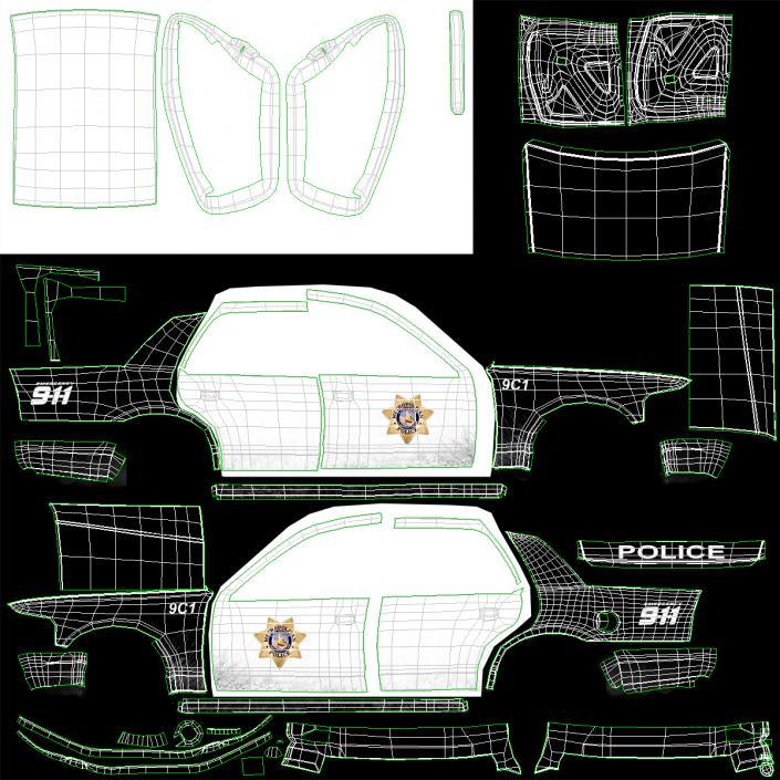 Ford Crown Victoria Police Car Rigged 3D