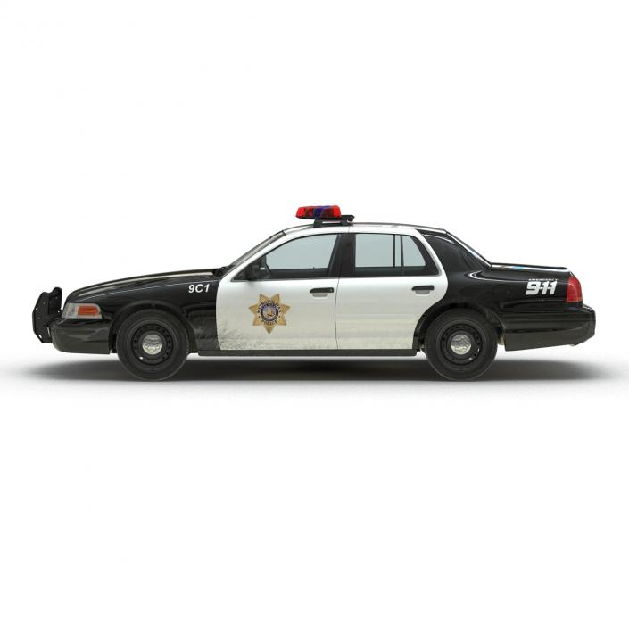 3D Ford Crown Victoria Police Car Simple Interior