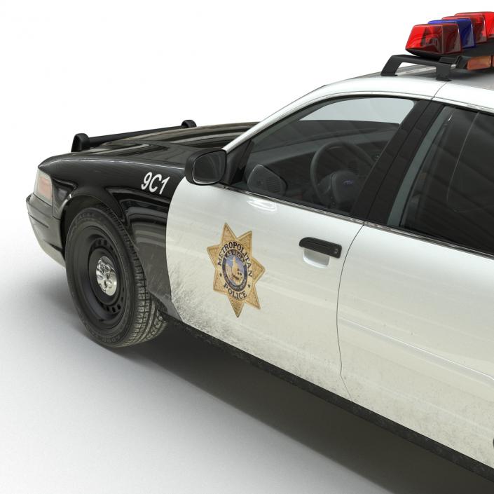 3D Ford Crown Victoria Police Car Simple Interior