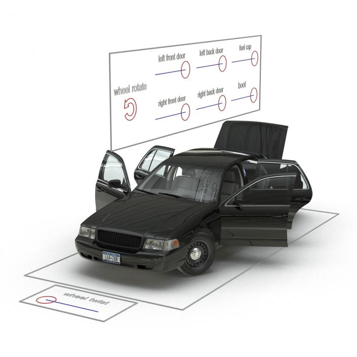 3D Ford Crown Victoria Rigged