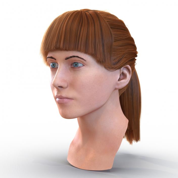 3D Female Caucasian Head with Hair