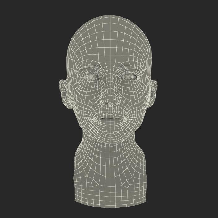 3D Female Caucasian Head with Hair