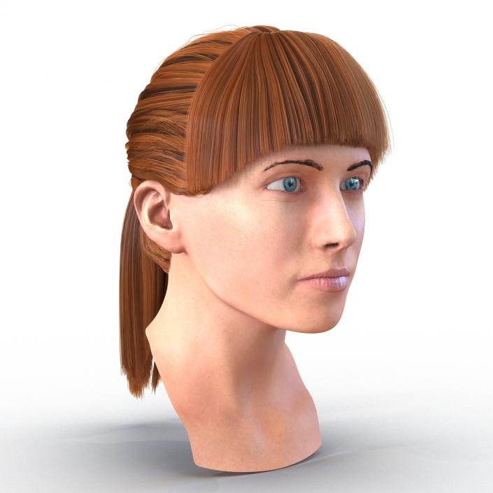 3D Female Caucasian Head with Hair