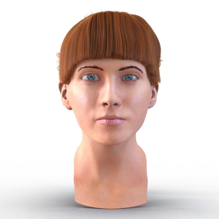 3D Female Caucasian Head with Hair