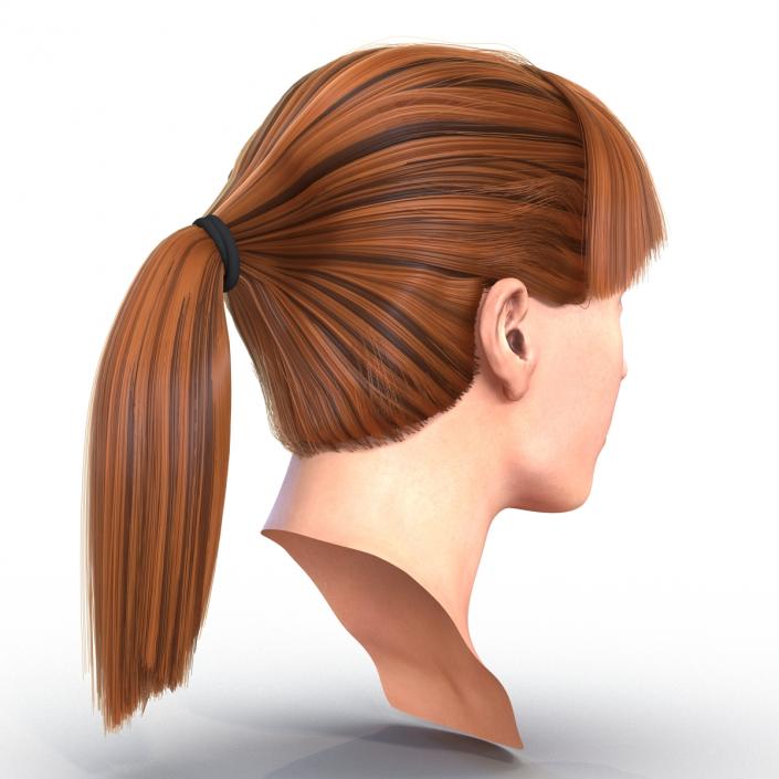 3D Female Caucasian Head with Hair