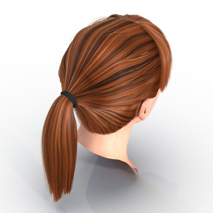 3D Female Caucasian Head with Hair