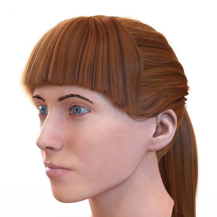 3D Female Caucasian Head with Hair