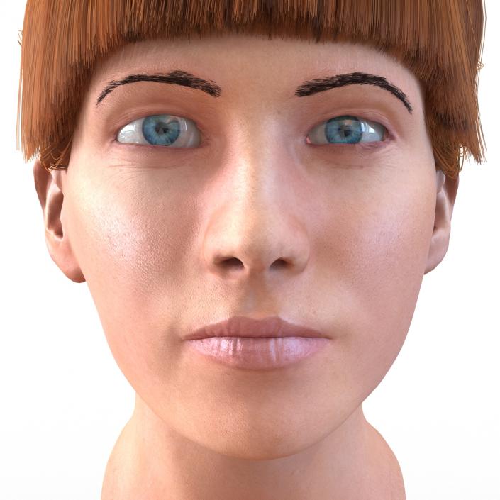 3D Female Caucasian Head with Hair