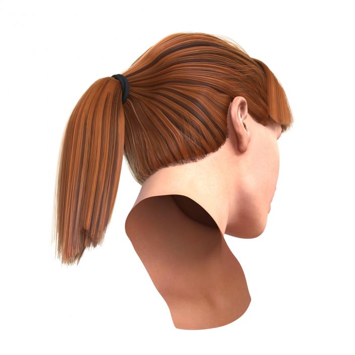 3D Female Caucasian Head with Hair