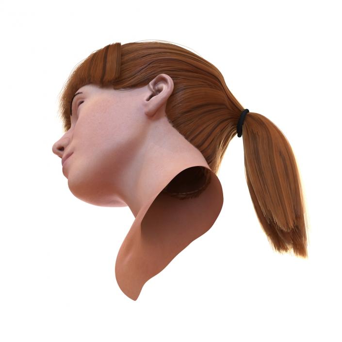 3D Female Caucasian Head with Hair