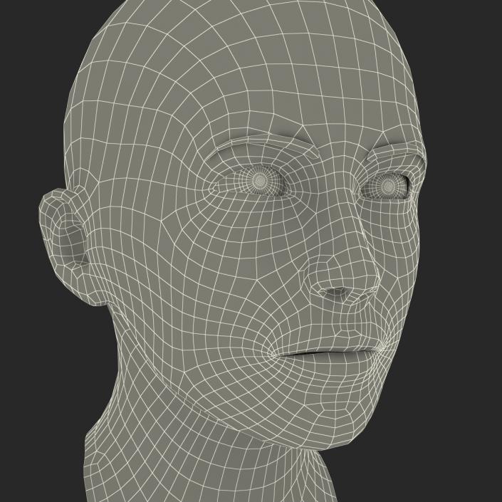 3D Female Caucasian Head with Hair