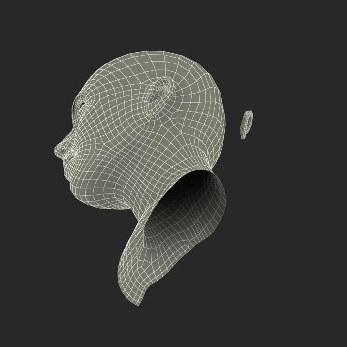 3D Female Caucasian Head with Hair