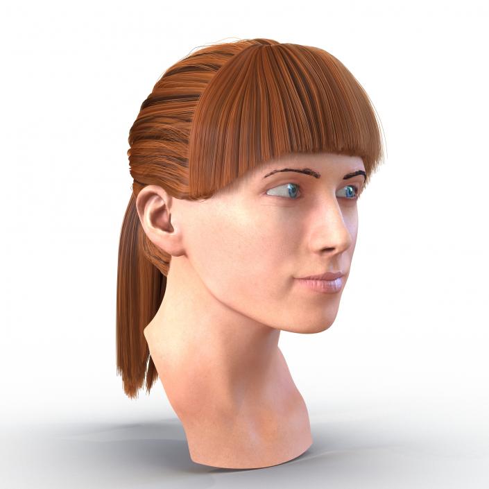 3D Female Caucasian Head Rigged model