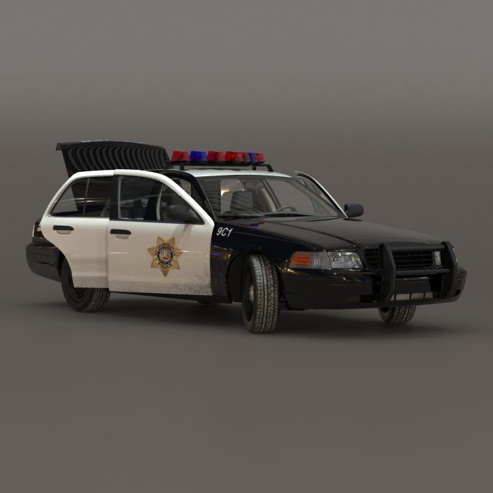 Generic Police Car 2 Rigged 3D